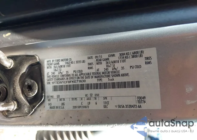 1FTEW1CF8FKE71630: 44256653