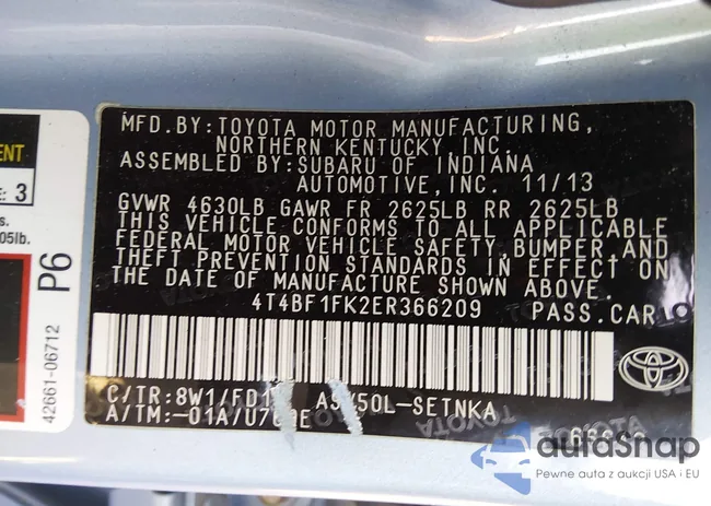 4T4BF1FK2ER366209: 44256734