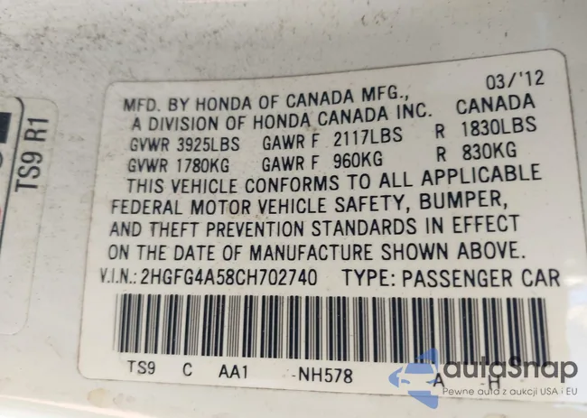 2HGFG4A58CH702740: 44255936