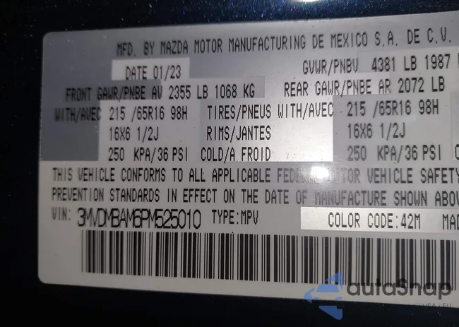 3MVDMBAM6PM525010: 44257262