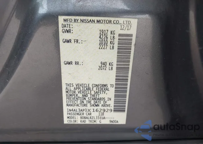 1N4AL3AP3JC162929: 44257312