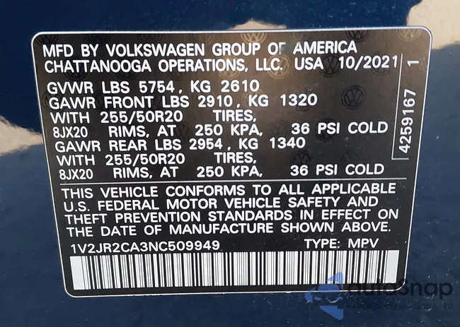 1V2JR2CA3NC509949: 44257336