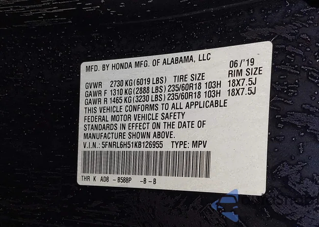 5FNRL6H51KB126955: 44257368