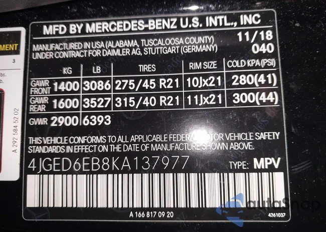 4JGED6EB8KA137977: 44257472