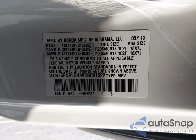 5FNRL5H99DB081022: 44257520