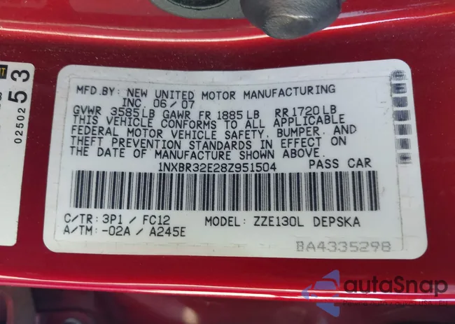 1NXBR32E28Z951504: 44257558