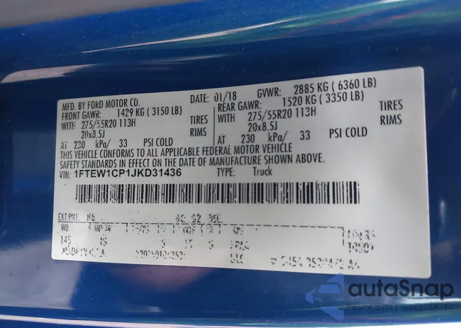 1FTEW1CP1JKD31436: 44257607