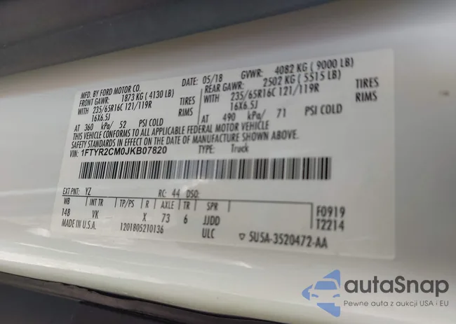 1FTYR2CM0JKB07820: 44257683