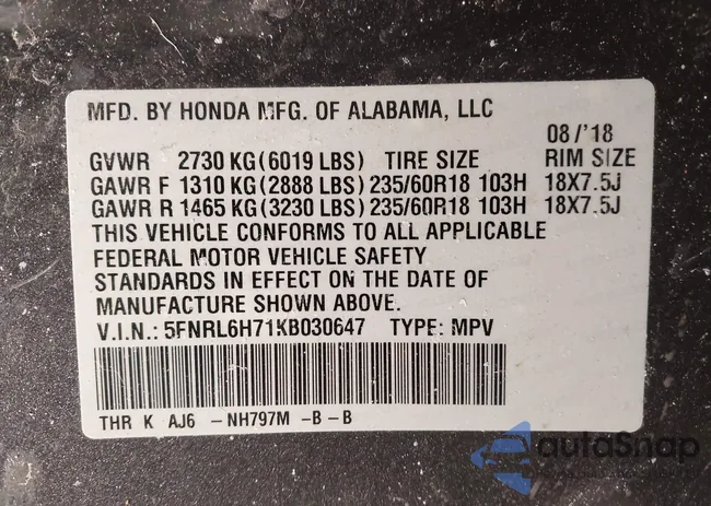 5FNRL6H71KB030647: 44257704