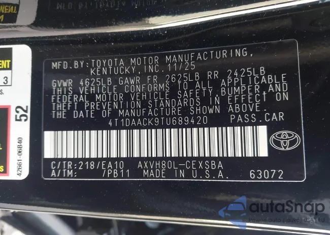 4T1DAACK9TU689420: 44257708