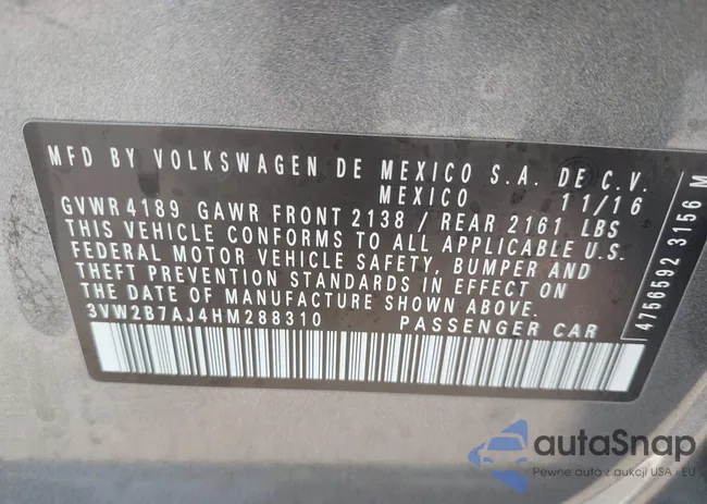 3VW2B7AJ4HM288310: 44257714