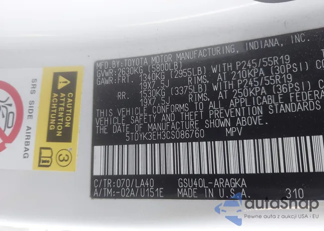 5TDYK3EH3CS086760: 44257809