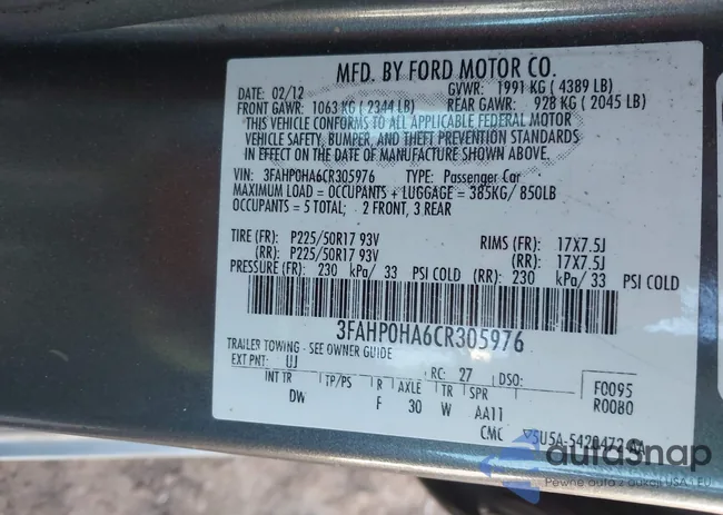 3FAHP0HA6CR305976: 44256991