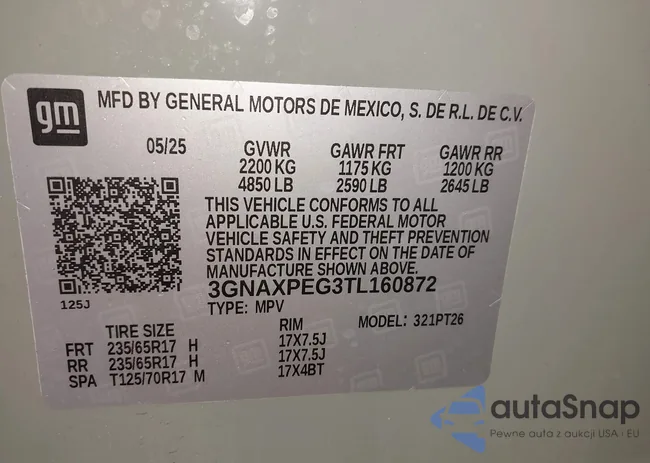 3GNAXPEG3TL160872: 44257031