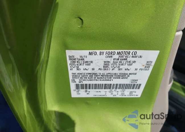 1FMCU9D76CKA99621: 44257070