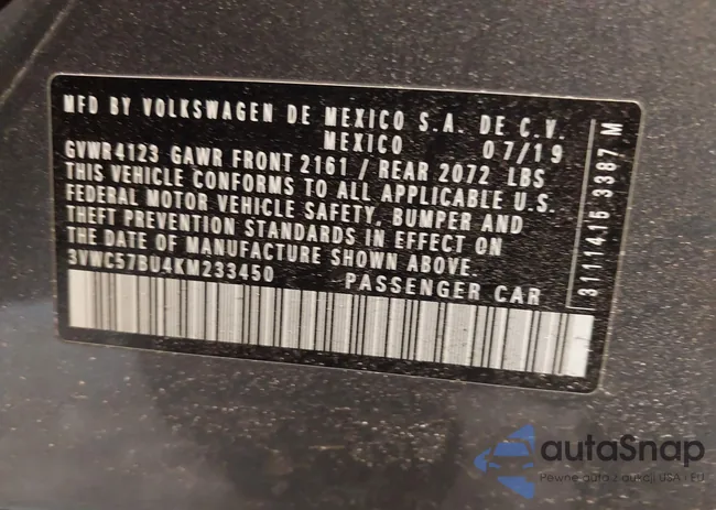 3VWC57BU4KM233450: 44257093