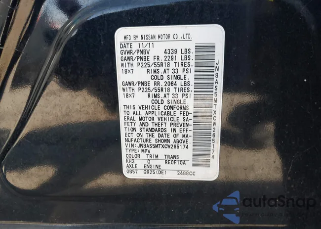 JN8AS5MTXCW265174: 44257131