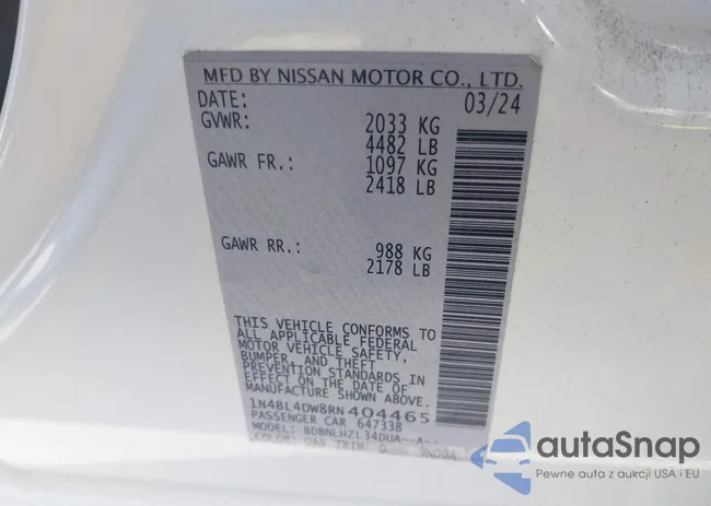 1N4BL4DW8RN404465: 44257133