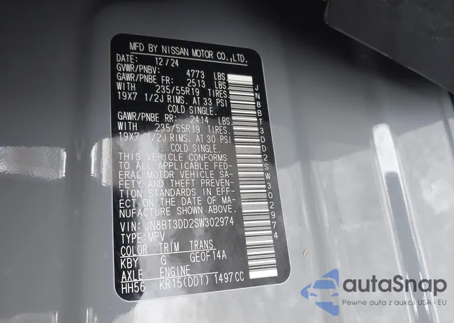 JN8BT3DD2SW302974: 44258252