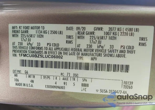 1FMCU0BZ5LUC06002: 44258323