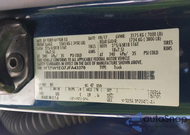 1FTEW1EG7JFA43376: 44258326