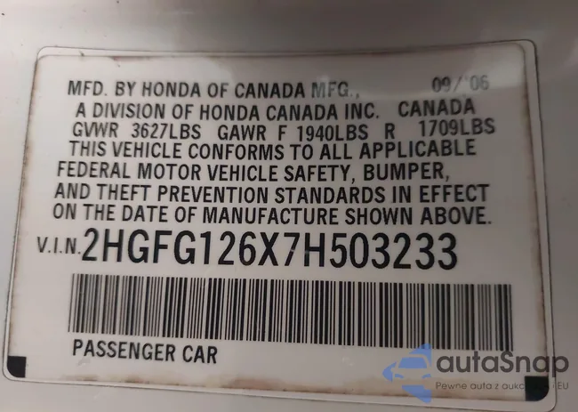 2HGFG126X7H503233: 44258442