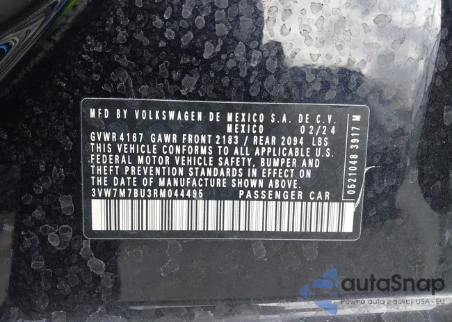 3VW7M7BU3RM044495: 44258443