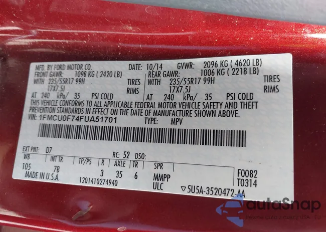 1FMCU0F74FUA51701: 44258484