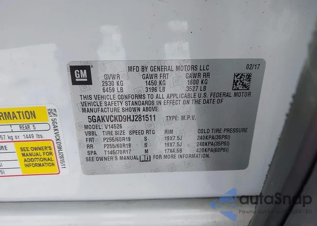 5GAKVCKD9HJ281511: 44258543