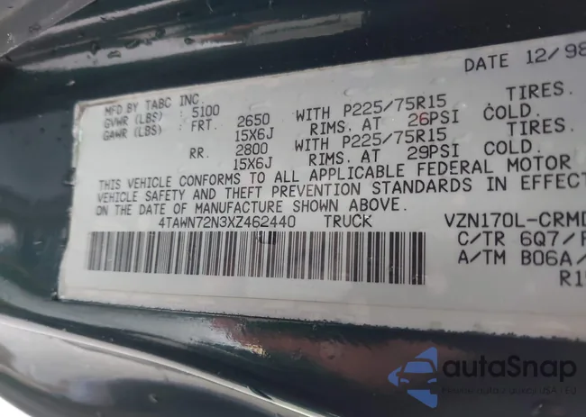 4TAWN72N3XZ462440: 44258574