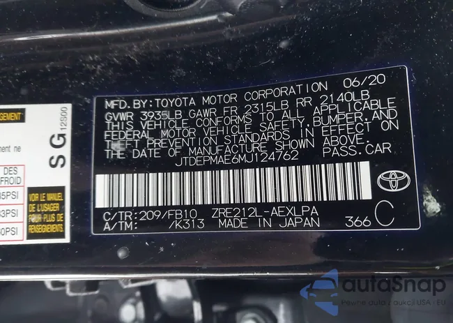 JTDEPMAE6MJ124762: 44258588