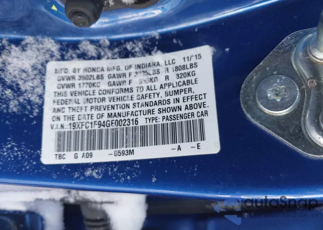 19XFC1F94GE002316: 44257845