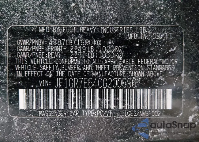 JF1GR7E64CG200696: 44257907