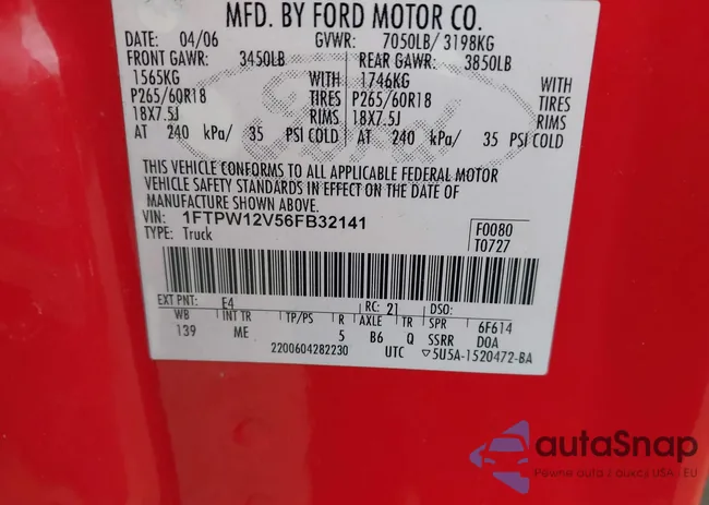 1FTPW12V56FB32141: 44257923