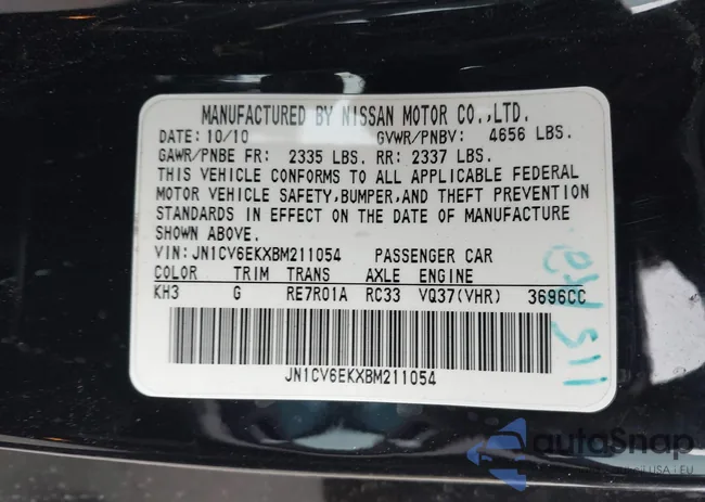 JN1CV6EKXBM211054: 44257927