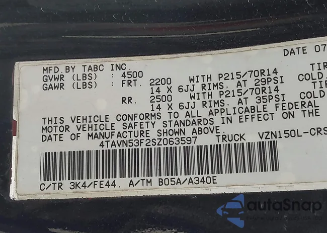 4TAVN53F2SZ063597: 44258017