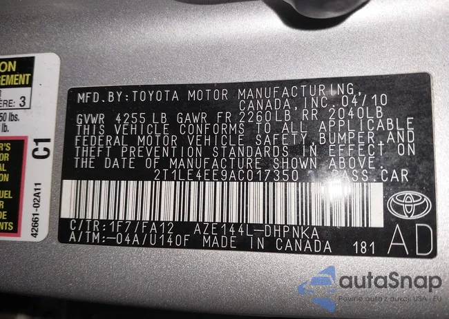 2T1LE4EE9AC017350: 44258019
