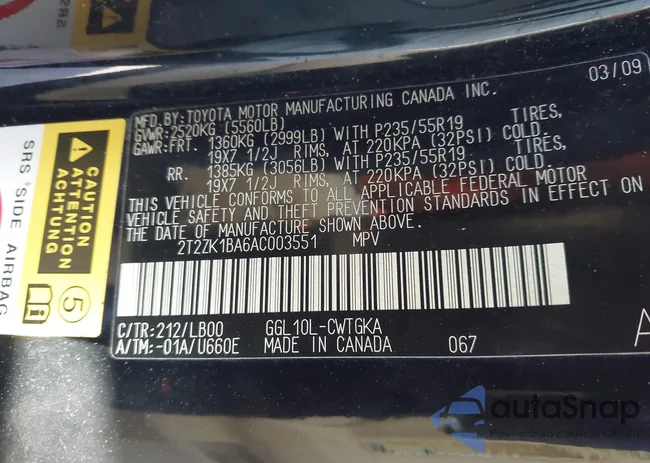 2T2ZK1BA6AC003551: 44258038