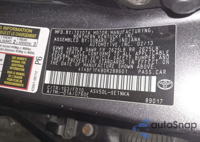 4T4BF1FK8DR288601: 44258155