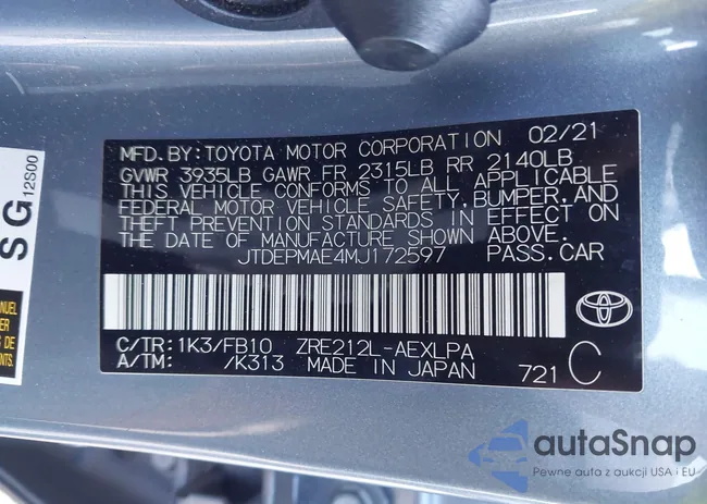 JTDEPMAE4MJ172597: 44258187