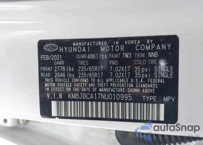 KM8JBCA17NU010995: 44258215