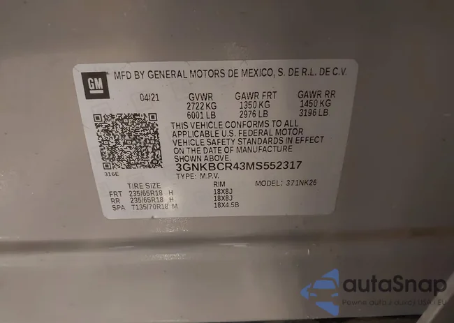 3GNKBCR43MS552317: 44259387