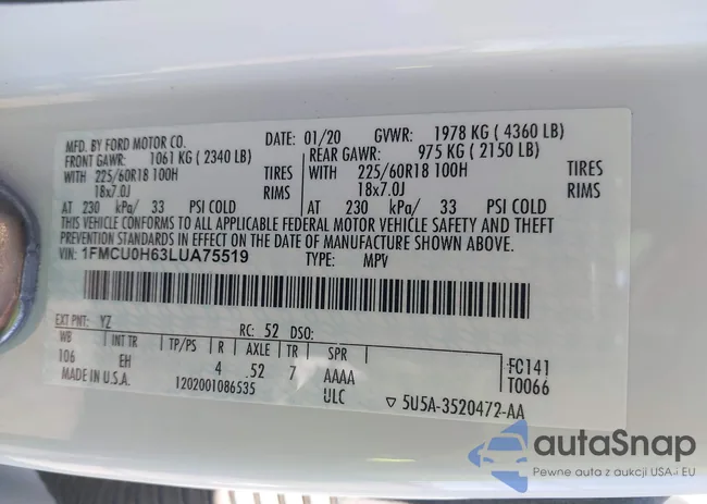 1FMCU0H63LUA75519: 44259389