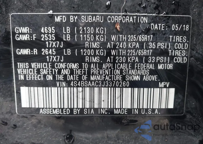 4S4BSAAC3J3370260: 44259636