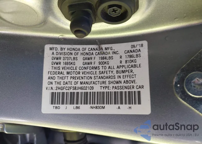 2HGFC2F58JH602109: 44259745