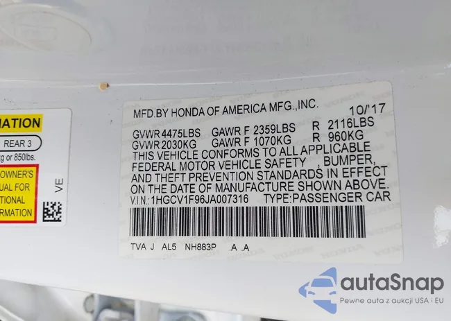 1HGCV1F96JA007316: 44258865