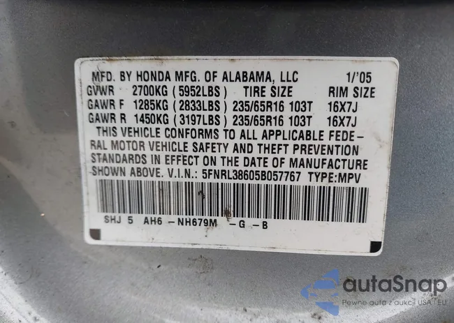 5FNRL38605B057767: 44260191