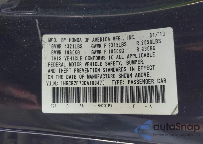 1HGCR2F73DA100470: 44260205