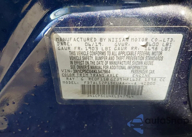 3N1CP5CU4KL547964: 44260206