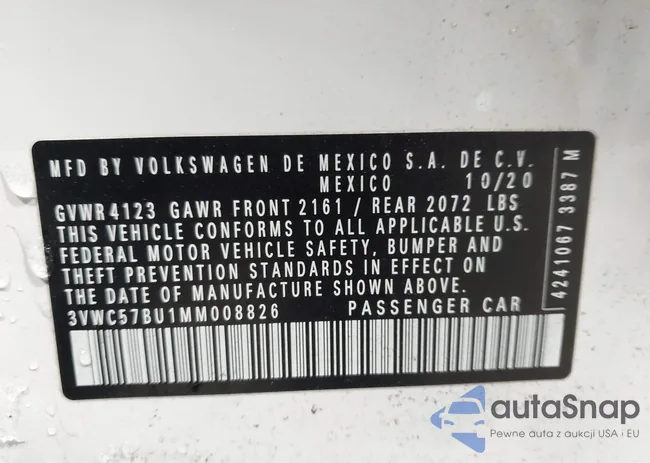 3VWC57BU1MM008826: 44260235